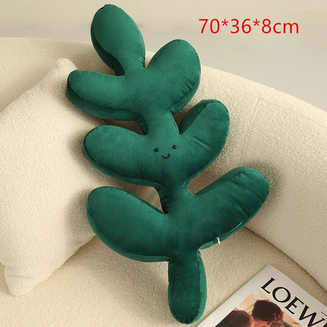 Green Leaf Plush Pillow