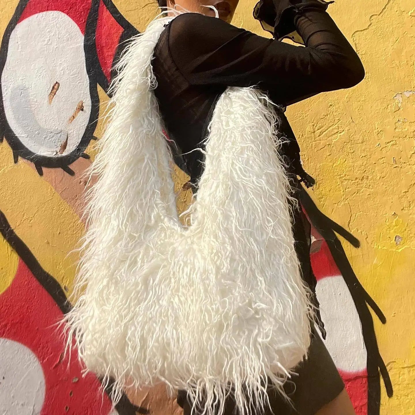 Plush Long Shaggy Tote