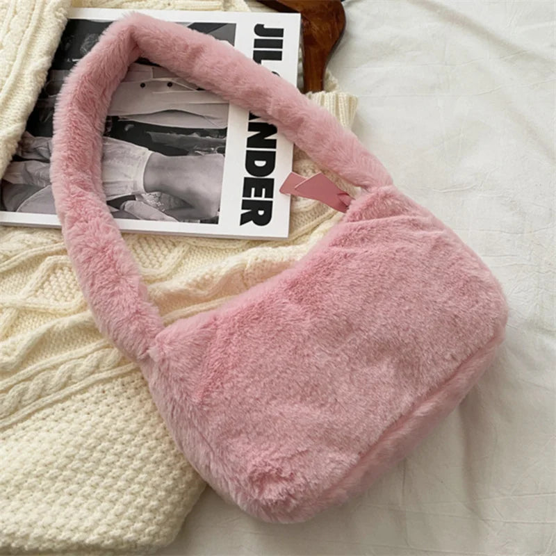 Squared Plush Shoulder Bag